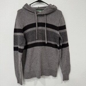 American Eagle Outfitters Mens Gray Black Striped Hoodie Sweater Pullover‎ XS